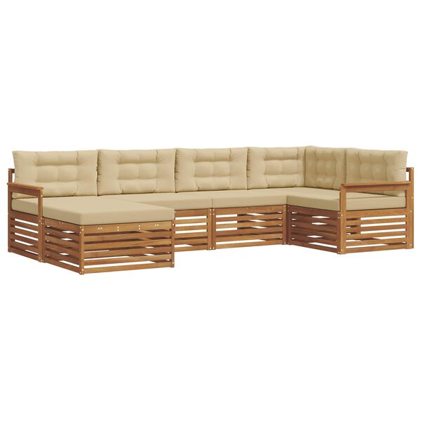 vidaXL Комплект дивани за открито 6 pcs Натурален и Бежов