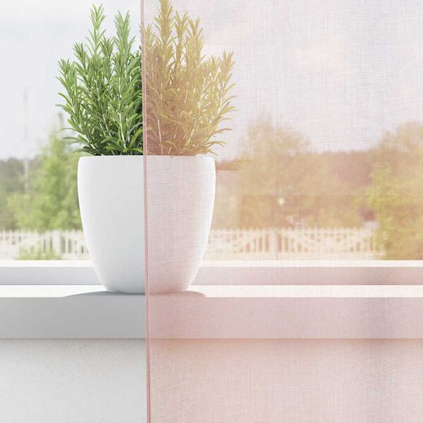 vidaXL Пердета от воал с прът джобове, 2 бр, светлорозово