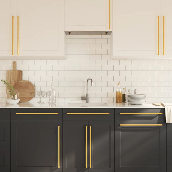 vidaXL Дръжки за шкафове, 10 бр, златисти, 480 мм, неръждаема стомана