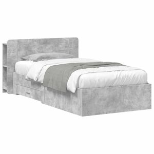 vidaXL Леглово рамо с хранилище с таблото Бетонно сиво 75 x 190 cm