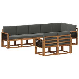 vidaXL Комплект дивани за открито 8 pcs Натурален и Антрацит Полиестер