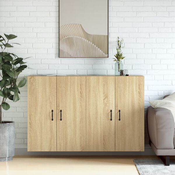 vidaXL Стенни шкафове, 2 бр, дъб сонома, инженерно дърво