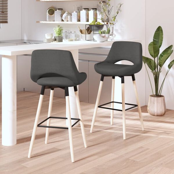 vidaXL Бар табуретки, 2 бр, тъмносиви, текстил