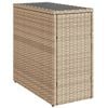 vidaXL Градинска маса със стъклен плот бежова 58x27,5x55 см полиратан