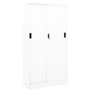 vidaXL Офис шкаф с плъзгаща се врата, бял, 90x40x180 см, стомана