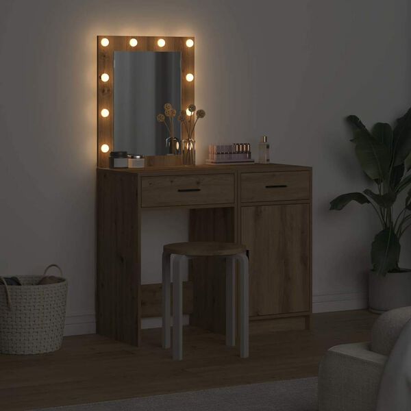 vidaXL Тоалетка с врата 2 pcs Кафяво 50 x 41 x 135 см Инженерно дърво