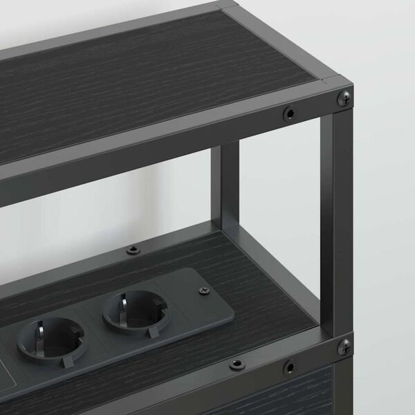 vidaXL Табла за съхранение с рафт Черен дъб 200 cm Инженерно дърво