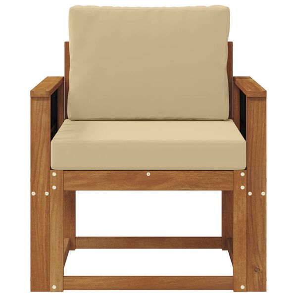 vidaXL Външен диван Солидно акациево дърво и полиестер Естествен