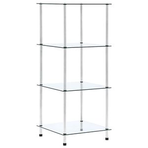 vidaXL Етажерка с 4 рафта, прозрачна, 40x40x100 см, закалено стъкло