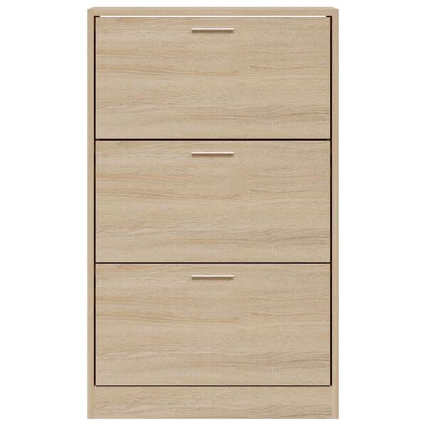 vidaXL Шкаф за обувки, дъб сонома, 63x24x103 см, инженерно дърво