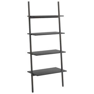 vidaXL Етажерка стълба с 4 рафта черна 64x34x150,5 см