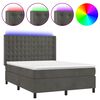 vidaXL Боксспринг легло с матрак и LED, тъмносиво, 140x200 см, кадифе