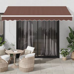 vidaXL Автоматично прибираща се тента, кафяв, 350x250 см