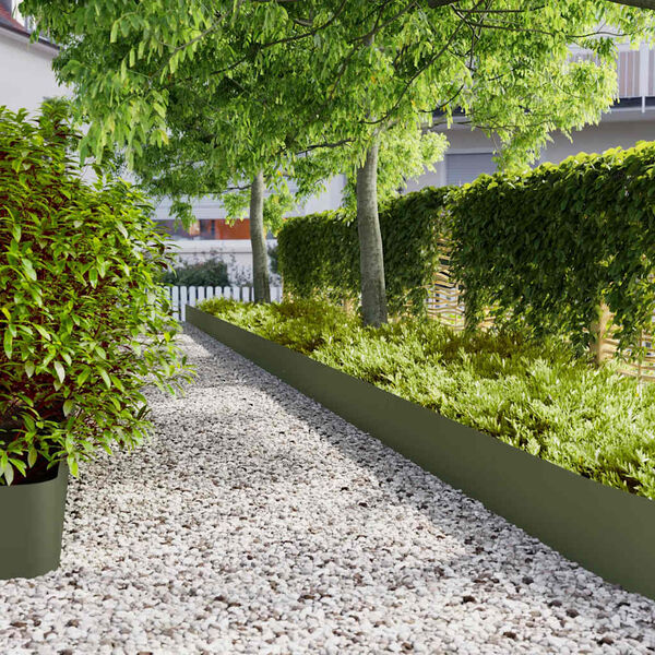 vidaXL Краища за тревни площи 10 бр. маслиненозелени 25x103 cm