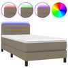 vidaXL Боксспринг легло с матрак и LED, таупе, 80x200 см, плат