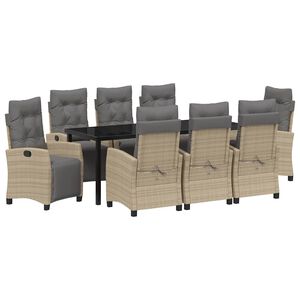 vidaXL Комплект за хранене в градината 9 pcs Бежово полиратан