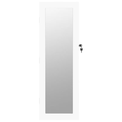 vidaXL Огледален шкаф за бижута, стенен монтаж, бял, 30x8,5x90 см