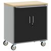 vidaXL Тролей Ролкова Работна Масичка Черен и Сив 75 x 45 x 85 см
