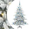 vidaXL Изкуствено коледно дърво с хингед Зелен и бял 150 cm ПВЦ