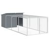 vidaXL Кучешка къщичка с ограда, антрацит, 153x396x110 см, поцинкована стомана