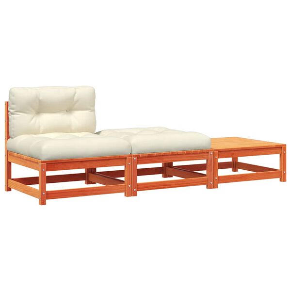 vidaXL Градинско кресло без подлакътници, с възглавници и табуретки