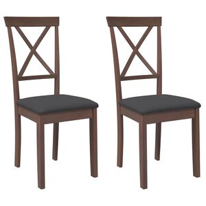vidaXL Трапезни столове с възглавници 2бр Кафяв масивна дървесина гума