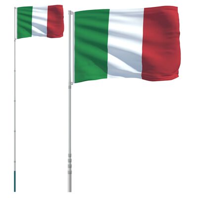 vidaXL Флаг на Италия и стълб, 5,55 м, алуминий
