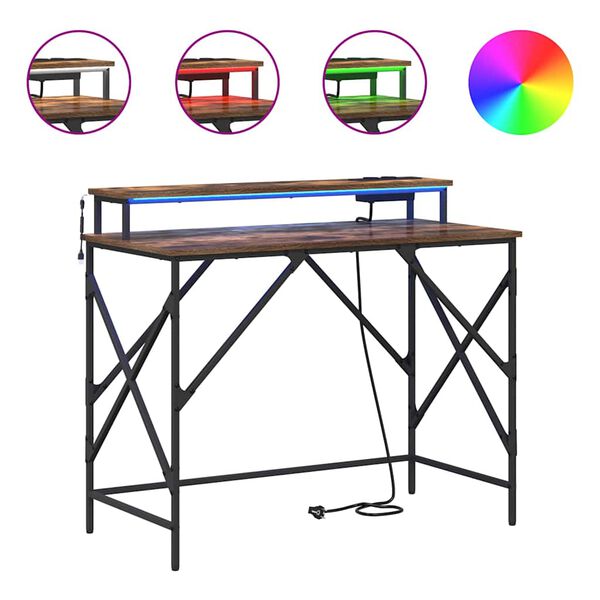 vidaXL Бюро с рафт Димян дъб 100 x 50 x 86,5 см Инженерно дърво