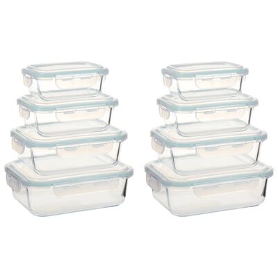vidaXL Стъклени кутии за съхранение на храна, 8 бр