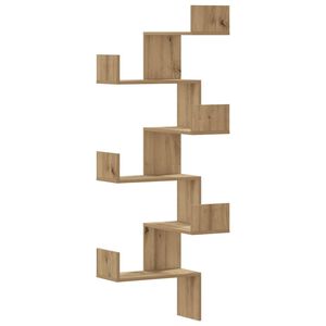 vidaXL Стенен ъглов рафт дъб артизан 45x45x147 см инженерно дърво