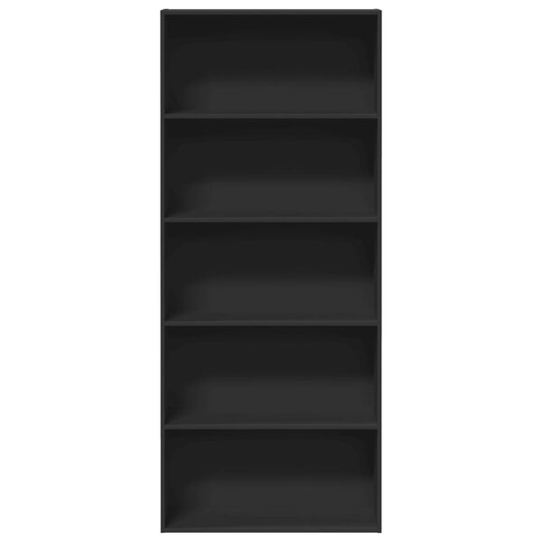vidaXL Библиотека, черна, 80x30x189 см, инженерно дърво