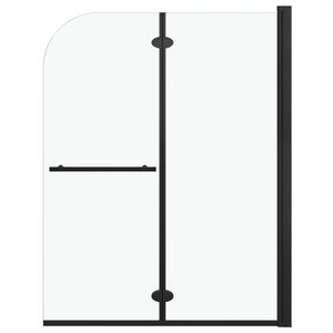 vidaXL Сгъваем душ параван, 2 панела, ESG стъкло, 95x140 см, черен