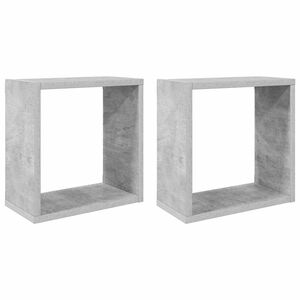 vidaXL Стенни кубични рафтове, 2 бр, бетонно сиви, 30x15x30 см