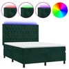 vidaXL Боксспринг легло с матрак и LED, тъмнозелено, 140x200см, кадифе