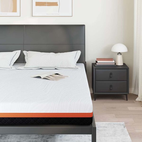 vidaXL Матрак Бяло и сиво 200 x 200 cm Гелова мемори пяна