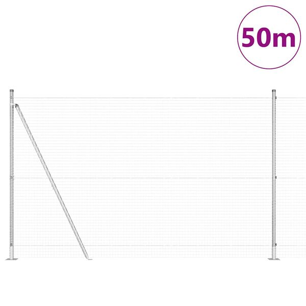 vidaXL Стълб за ограда. Сребрист 50 x 1,5 м (25 x 25 мм мрежа) Стомана