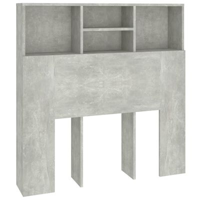 vidaXL Табла за легло тип шкаф, бетонно сива, 100x19x103,5 см