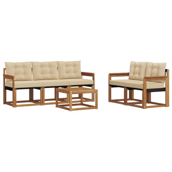 vidaXL Комплект дивани за открито 6 pcs Натурален и Бежов