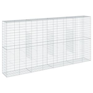 vidaXL Габионна кошница с покритие, 400x50x200 см, поцинковано желязо
