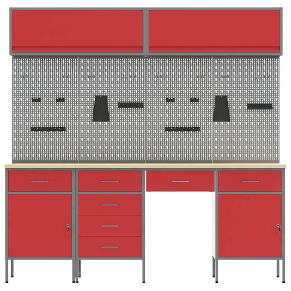 vidaXL Работна маса с чекмедже 10 pcs Черно 200 x 55 x 200 см Стомана