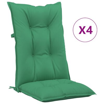 vidaXL Възглавници за градински столове 4 бр зелени 120x50x7 см плат