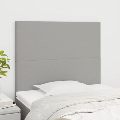 vidaXL Горни табли за легло, 2 бр, светлосиви, 100x5x78/88 см, плат