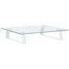 vidaXL Стойка за монитор, бяла, 40x35x8 см, закалено стъкло и метал
