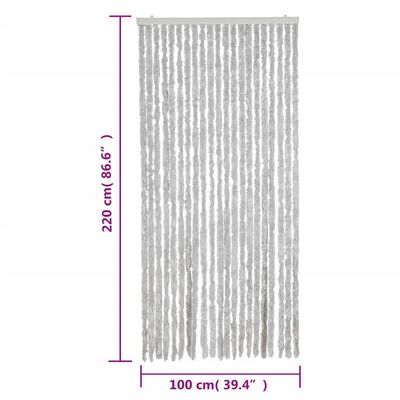 vidaXL Ресни за врата против мухи, сиво, 100x220 см, шенил