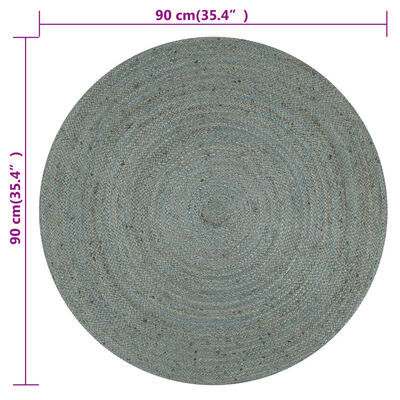 vidaXL Ръчно тъкан килим от юта, кръгъл, 90 см, маслиненозелен