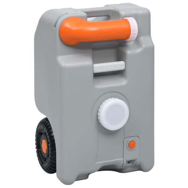 vidaXL Резервоар за вода на колела за къмпинг, 25 л, сив