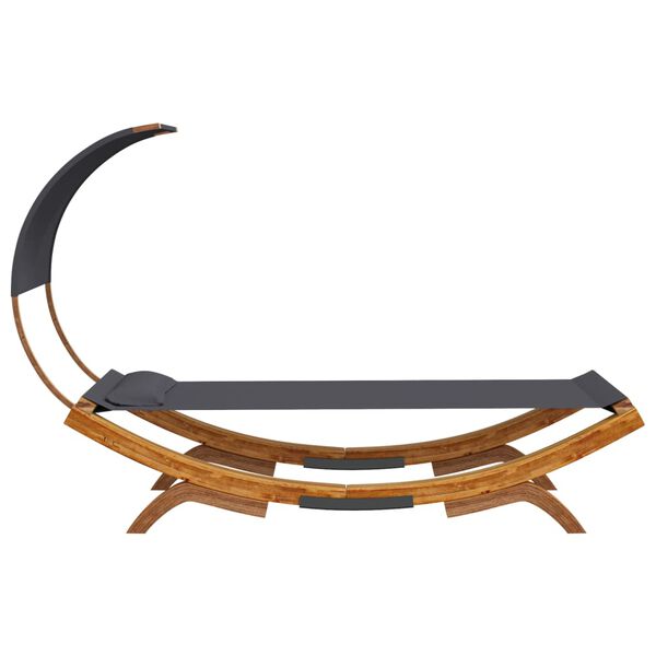 vidaXL Лаундж легло с навес 100x200x126 см извито дърво масив антрацит