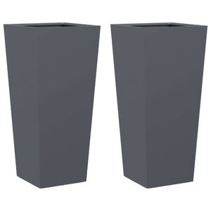 vidaXL Градински кашпи, 2 бр, антрацит, 35x35x75 см, стомана