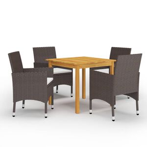 vidaXL Градински трапезен комплект, 5 части, кафяв