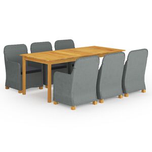 vidaXL Градински трапезен комплект, 9 части, светлосив
